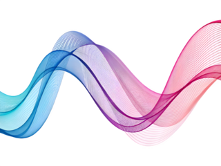 Abstract flowing wave of blue and pink colors on a black background
