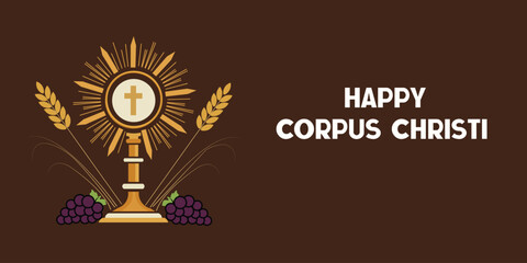 Happy Corpus Christi Religious Celebration Vector Illustration