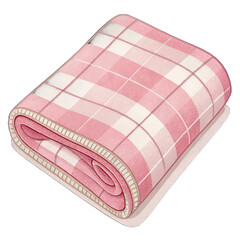 Pink warm wool plaid blanket on transparent background png file cozy textile comfort png woolen plaid design png warm blanket texture png soft wool throw png transparent image