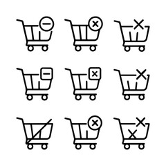 Shopping Cart Icons Depicting Add Remove and Cancel Operations.