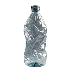 Crumpled plastic bottle isolated on transparent background png clear water container recycling waste png eco-friendly plastic pollution transparent background image