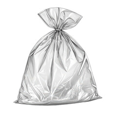 Plastic transparent cellophane bag on white background the texture looks blank clear packaging png isolated object png empty wrap png cellophane pouch png detailed texture png product display png