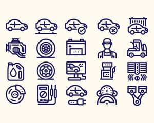 Car service, bold line icons