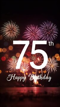 Festive 75th Birthday Celebration With Fireworks At Night Illustration