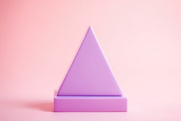 Pastel purple triangular prism on a square base against a pink background