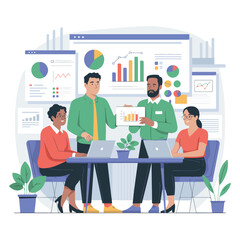 A business team is having a meeting