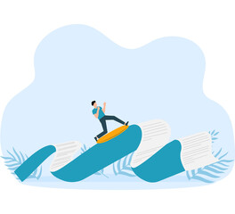 White-collar surfboard on file concept
