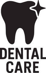 Silhouette vector of dental care icon, tooth health, oral hygiene, dentist symbol, medical.