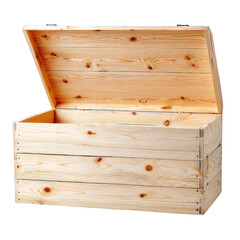 Wooden Storage Box with Open Lid, Natural Pine Finish, Ideal for Organizing Home, Office, and Garden Items