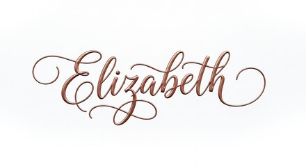 Elegant Copper Calligraphy Name Elizabeth on White Background
