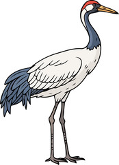 Obraz premium elegant redcrowned crane majestic asian bird, watercolor illustration, wildlife art, isolated on transparent background
