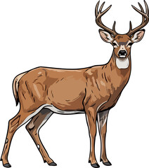 Fototapeta premium majestic buck deer a symbol of autumnal woods, wild majesty, and untamed nature, isolated on transparent background