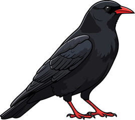 Fototapeta premium redbilled chough elegant black bird illustration, perfect for nature designs and branding, isolated on transparent background