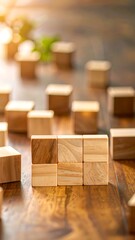 Wooden blocks arranged on a table