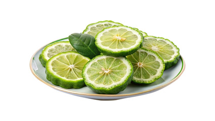 Aromatic Bergamot citrus fruit slices are beautifully arranged on a plate