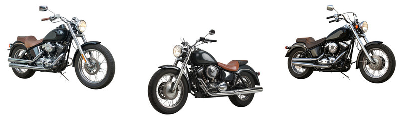 Fototapeta premium Sat Classic Vintage Motorcycle Side View, isolated on transparent background PNG