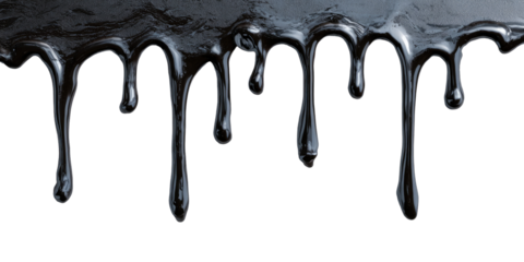 Dark, viscous liquid drips from an unseen source