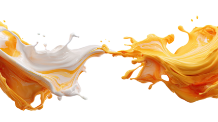 Abstract liquid splashes, white and orange