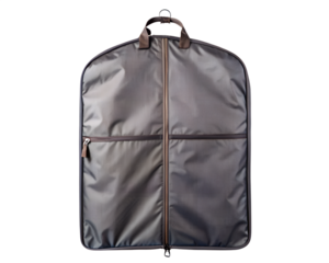 Black garment bag for suits and dresses, isolated on transparent background