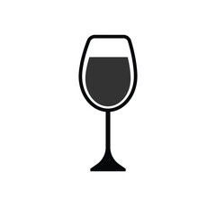 Wine Glass Icon – Flat Black Silhouette on White Background.