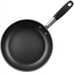 Frying Pan Clip Art. Top View Kitchen Utensil Mock-Up for Domestic Cooking