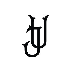 UJ monogram logo design letter text name symbol monochrome logotype alphabet character simple logo