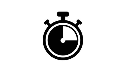 Black Stopwatch Icon Showing Time Measurement and Timing.