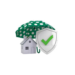 A house with a green tick shield and a green tick shield - Transparent Background