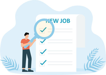 Reading news and character people with newspapers, advertisements, looking for job vacancies. Suitable for websites, landing pages, posters and banners.
