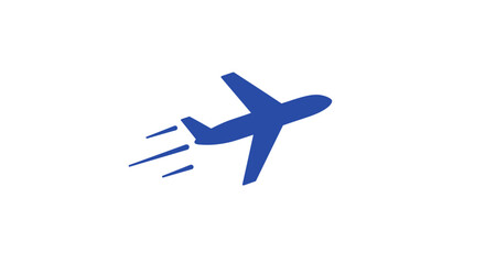 Obraz premium Blue Airplane Icon with Motion Trails Flying.