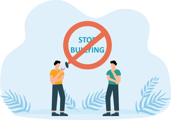 Social concepts, social problems of mankind. Stop mocking signs, calls to stop bullying others concept