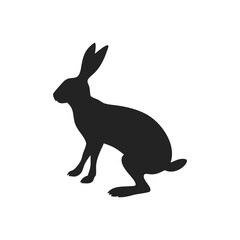Obraz premium Hare silhouette logo. Black icon bunny isolated on white background. Vector illustration side view