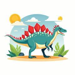 Fototapeta premium Spinosaurus Flat-Style Vector Illustration with Balanced Composition