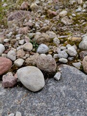 stones in an old gravel quarry