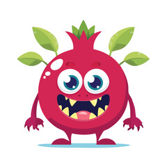 Pomegranate Flat-Style Vector Illustration with Balanced Composition