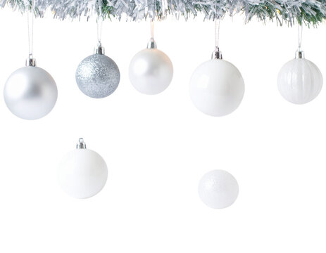 Firefly_Real, live decorated Christmas tree with wrapped gifts presents in beautiful, snowy n - Firefly_Christmas white background with christmas balls and decoration - Powered by Adobe