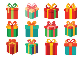Colorful Gift Box Collection for Celebrations and Special Occasions in Vector Format