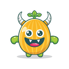 Horned Melon Flat-Style Vector Illustration with Balanced Composition