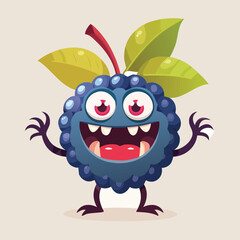 Naklejka premium Juneberry Flat-Style Vector Illustration with Balanced Composition