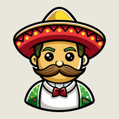 Creative Mexican taco chef logo design with sombrero hat, traditional cuisine mascot emblem, restaurant branding vector illustration isolated