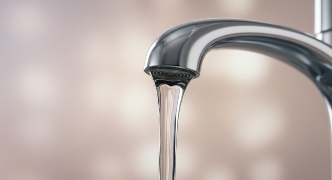 Laminar flow of a perfectly smooth, glass-like stream of water from a tap.