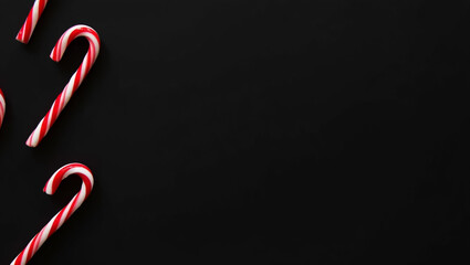 Striped Candy Canes on Black Background