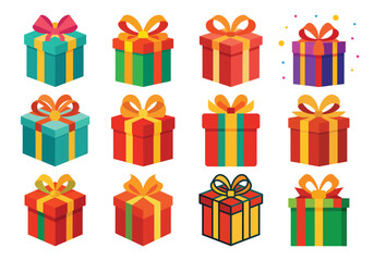 Colorful Gift Boxes Collection for Celebrations Holidays Birthdays and Special Occasions