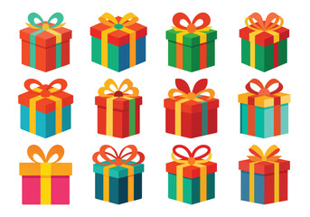 Colorful Gift Boxes with Ribbons and Bows for Celebrations and Holidays