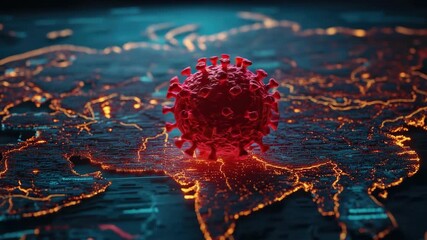 Coronavirus model on digital map highlighting global pandemic impact. HMPV, Human metapneumovirus - Powered by Adobe