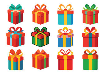 Collection of Colorful Gift Boxes with Ribbons Festive Presents for Celebrations