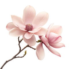 Obraz premium Delicate Pink Magnolia Blossoms on Black Background, isolated on a transparent background