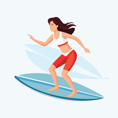 surfing Minimal Vector Artwork with Smooth Line Art and Simple Colors