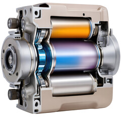 Fototapeta premium Cross Section of a Mechanical Engine Component Showing Detailed Internal Structure and Functionality of Parts