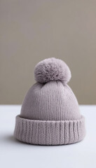 Warm Beanie Isolated on Minimalist Surface